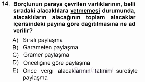 Vergi Hukuku 2014 - 2015 Tek Ders Sınavı 14.Soru