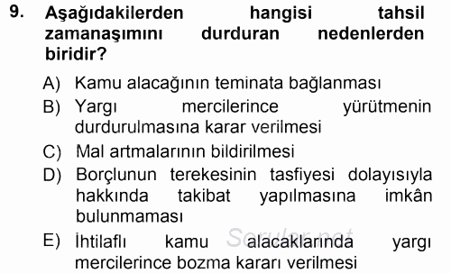 Vergi Hukuku 2014 - 2015 Tek Ders Sınavı 9.Soru