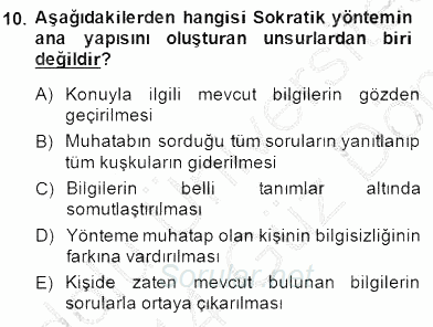 İlkçağ Felsefesi 2013 - 2014 Dönem Sonu Sınavı 10.Soru