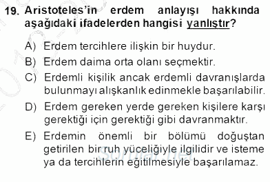 İlkçağ Felsefesi 2013 - 2014 Dönem Sonu Sınavı 19.Soru