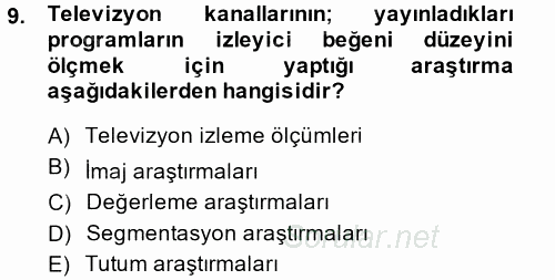 Radyo ve Televizyon İşletmeciliği 2014 - 2015 Dönem Sonu Sınavı 9.Soru