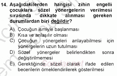 Çocukta Oyun Gelişimi 2012 - 2013 Dönem Sonu Sınavı 14.Soru