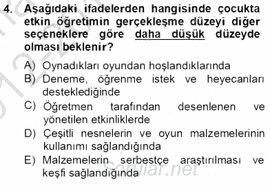 Çocukta Oyun Gelişimi 2012 - 2013 Dönem Sonu Sınavı 4.Soru