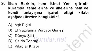 Cumhuriyet Dönemi Türk Şiiri 2014 - 2015 Dönem Sonu Sınavı 20.Soru