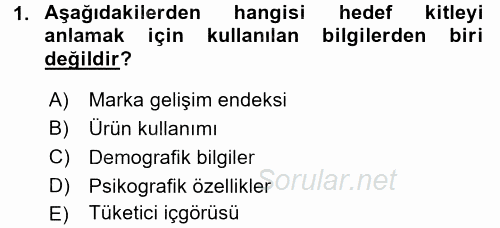 Medya Planlama 2016 - 2017 Dönem Sonu Sınavı 1.Soru