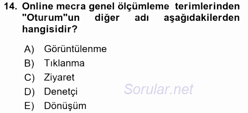 Medya Planlama 2016 - 2017 Dönem Sonu Sınavı 14.Soru