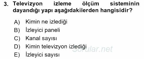 Medya Planlama 2016 - 2017 Dönem Sonu Sınavı 3.Soru