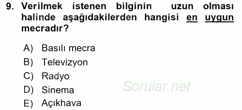 Medya Planlama 2016 - 2017 Dönem Sonu Sınavı 9.Soru