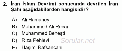 Orta Doğuda Siyaset 2015 - 2016 Dönem Sonu Sınavı 2.Soru