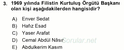 Orta Doğuda Siyaset 2015 - 2016 Dönem Sonu Sınavı 3.Soru