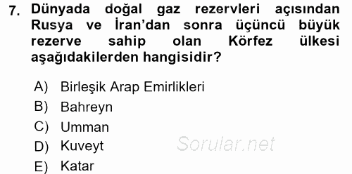 Orta Doğuda Siyaset 2015 - 2016 Dönem Sonu Sınavı 7.Soru