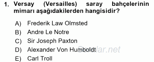 Peyzaj Çevre ve Tarım 2015 - 2016 Ara Sınavı 1.Soru