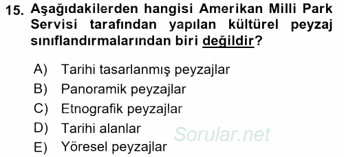 Peyzaj Çevre ve Tarım 2015 - 2016 Ara Sınavı 15.Soru