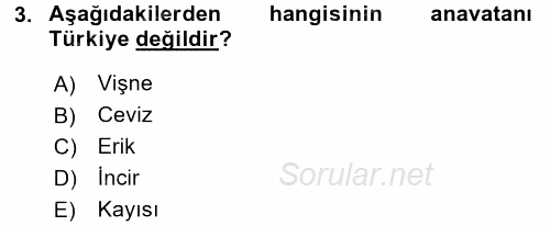 Peyzaj Çevre ve Tarım 2015 - 2016 Ara Sınavı 3.Soru