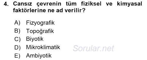 Peyzaj Çevre ve Tarım 2015 - 2016 Ara Sınavı 4.Soru