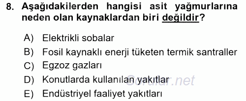 Peyzaj Çevre ve Tarım 2015 - 2016 Ara Sınavı 8.Soru