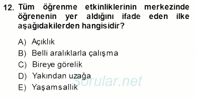 Öğretim İlke Ve Yöntemleri 2014 - 2015 Ara Sınavı 12.Soru