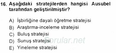 Öğretim İlke Ve Yöntemleri 2014 - 2015 Ara Sınavı 16.Soru