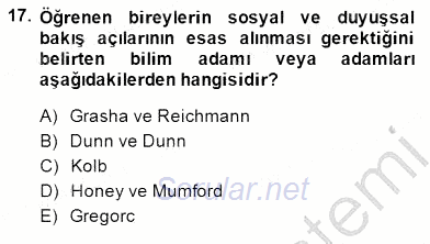 Öğretim İlke Ve Yöntemleri 2014 - 2015 Ara Sınavı 17.Soru