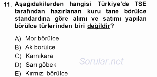 Tarla Bitkileri 1 2013 - 2014 Dönem Sonu Sınavı 11.Soru