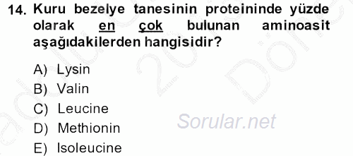 Tarla Bitkileri 1 2013 - 2014 Dönem Sonu Sınavı 14.Soru