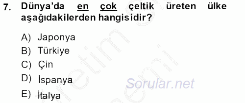 Tarla Bitkileri 1 2013 - 2014 Dönem Sonu Sınavı 7.Soru