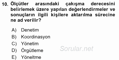 Stratejik Yönetim 2 2015 - 2016 Dönem Sonu Sınavı 10.Soru