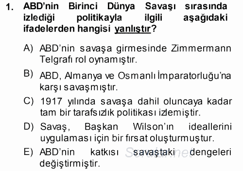 Amerikan Dış Politikası 2014 - 2015 Dönem Sonu Sınavı 1.Soru