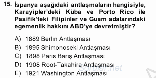 Amerikan Dış Politikası 2014 - 2015 Dönem Sonu Sınavı 15.Soru