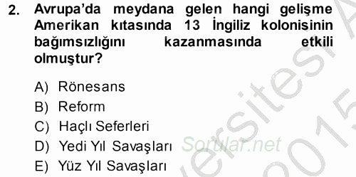 Amerikan Dış Politikası 2014 - 2015 Dönem Sonu Sınavı 2.Soru