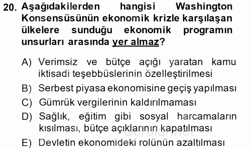 Amerikan Dış Politikası 2014 - 2015 Dönem Sonu Sınavı 20.Soru