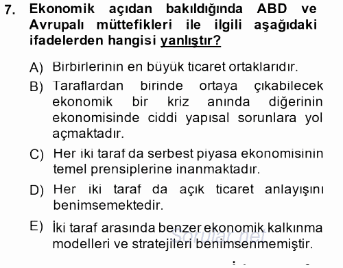 Amerikan Dış Politikası 2014 - 2015 Dönem Sonu Sınavı 7.Soru