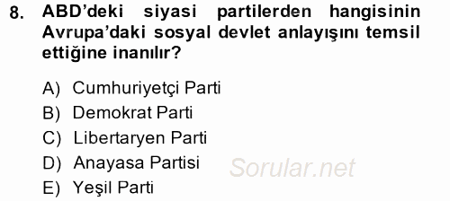 Amerikan Dış Politikası 2014 - 2015 Dönem Sonu Sınavı 8.Soru