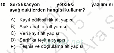 Ulusal Yargı Ağı Projesi 1 2015 - 2016 Ara Sınavı 10.Soru