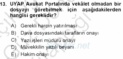 Ulusal Yargı Ağı Projesi 1 2015 - 2016 Ara Sınavı 13.Soru