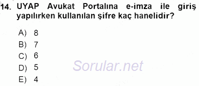 Ulusal Yargı Ağı Projesi 1 2015 - 2016 Ara Sınavı 14.Soru
