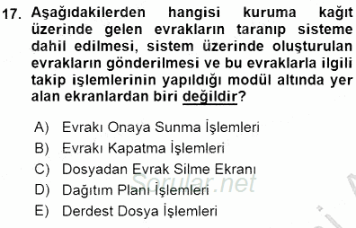 Ulusal Yargı Ağı Projesi 1 2015 - 2016 Ara Sınavı 17.Soru