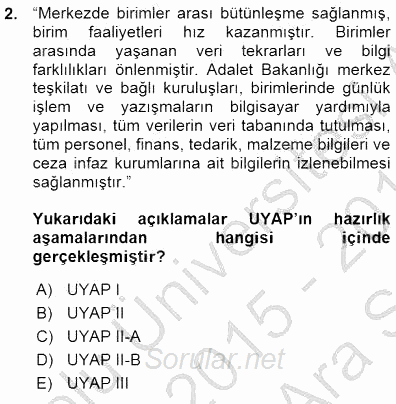 Ulusal Yargı Ağı Projesi 1 2015 - 2016 Ara Sınavı 2.Soru