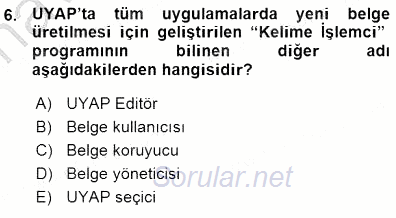 Ulusal Yargı Ağı Projesi 1 2015 - 2016 Ara Sınavı 6.Soru
