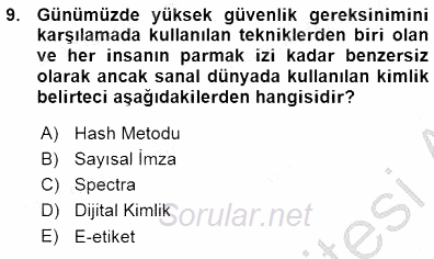 Ulusal Yargı Ağı Projesi 1 2015 - 2016 Ara Sınavı 9.Soru