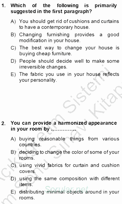 İleri Okuma Ve Yazma Becerileri 2 2013 - 2014 Dönem Sonu Sınavı 2.Soru