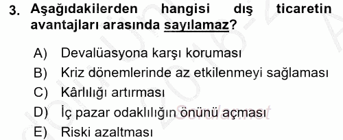 Dış Ticaret İşlemleri ve Belgeleri 2016 - 2017 Ara Sınavı 3.Soru