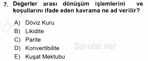 Dış Ticaret İşlemleri ve Belgeleri 2016 - 2017 Ara Sınavı 7.Soru