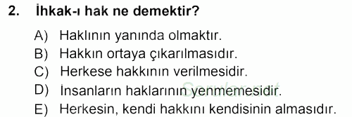 Din Eğitimi Ve Din Hizmetlerinde Rehberlik 2013 - 2014 Tek Ders Sınavı 2.Soru