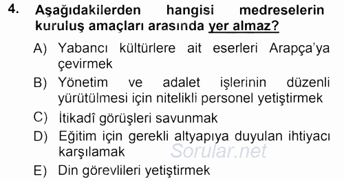 Din Eğitimi Ve Din Hizmetlerinde Rehberlik 2013 - 2014 Tek Ders Sınavı 4.Soru