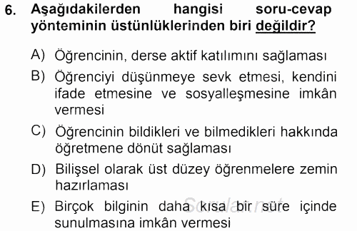 Din Eğitimi Ve Din Hizmetlerinde Rehberlik 2013 - 2014 Tek Ders Sınavı 6.Soru