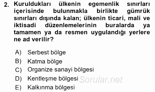 Kentleşme ve Konut Politikaları 2016 - 2017 3 Ders Sınavı 2.Soru