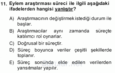 Bilimsel Araştırma Yöntemleri 2013 - 2014 Ara Sınavı 11.Soru