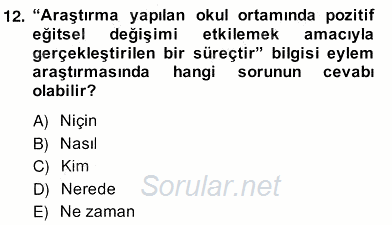 Bilimsel Araştırma Yöntemleri 2013 - 2014 Ara Sınavı 12.Soru