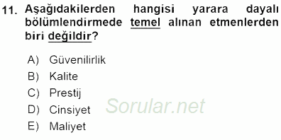 Spor Pazarlaması 2015 - 2016 Ara Sınavı 11.Soru